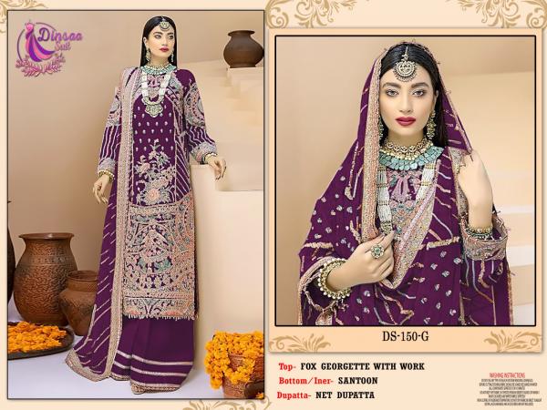 Dinsaa 150 E To H Georgette Designer Pakistani Suit Collection